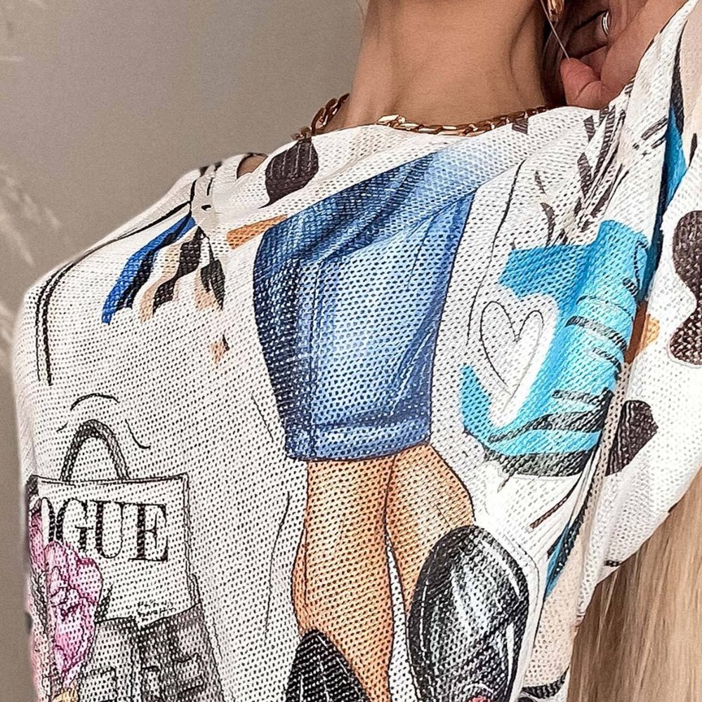 'Vogue' Printed Batwing Top